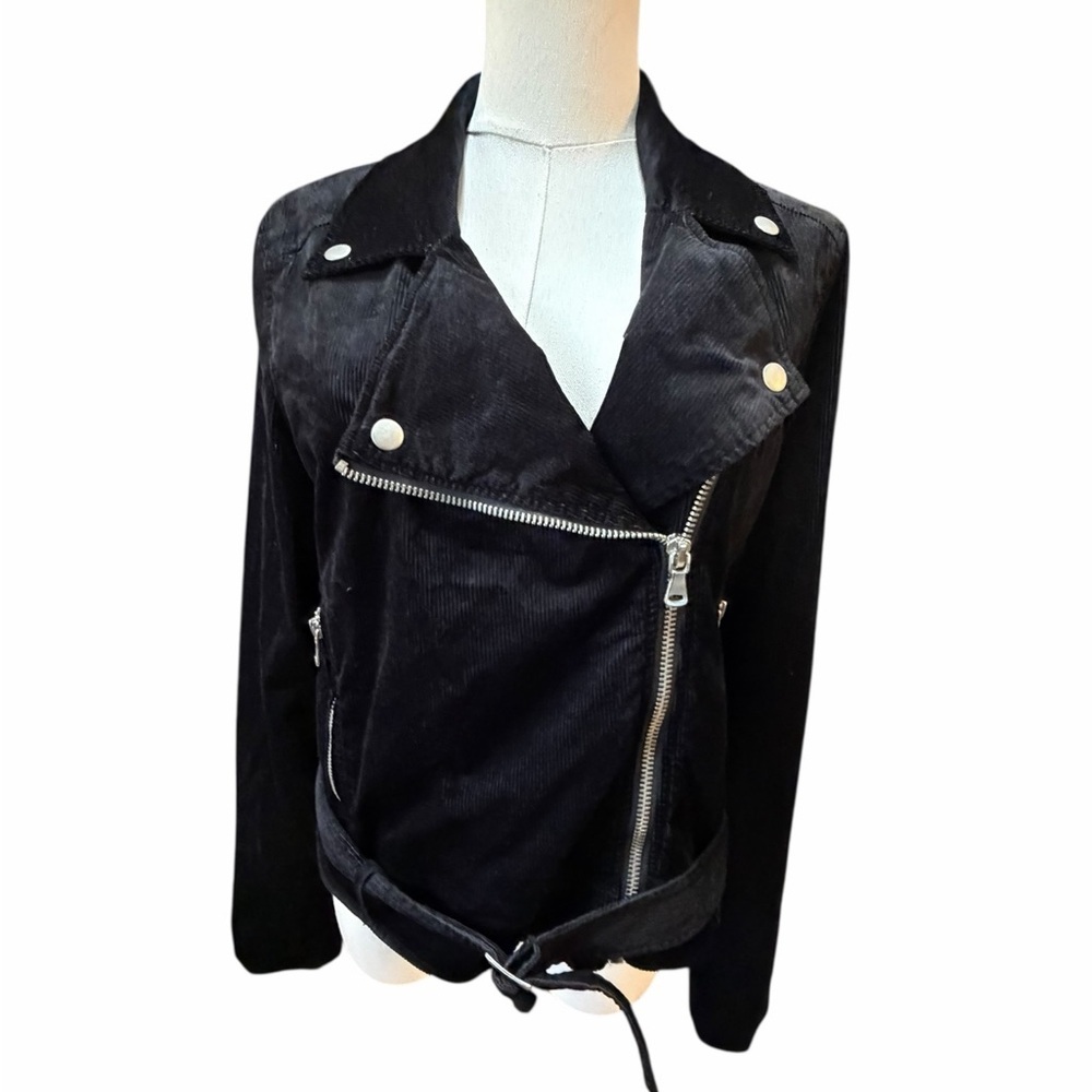 Paige Women's Shanna Black Corduroy Velvet Moto Jacket Size XS